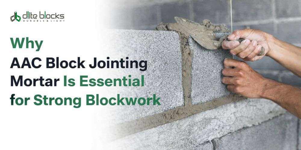 Applying AAC block jointing mortar on wall